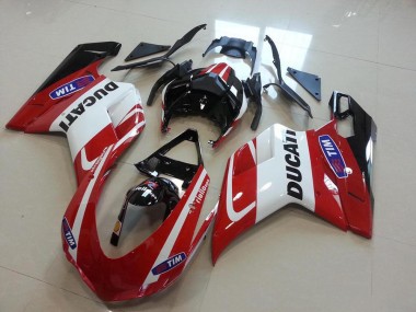 Ducati 848 1098 1198 07-14 Motorrad Verkleidungen & Plastik - Rot Weiß