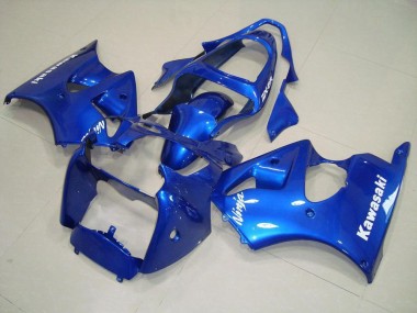 Kawasaki ZX6R 00-02 Motorrad Verkleidungen - Blau mit Weißen Aufklebern