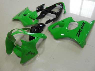 Kawasaki ZX6R 00-02 Motorrad Verkleidungen - Grün Schwarzer Schwanz